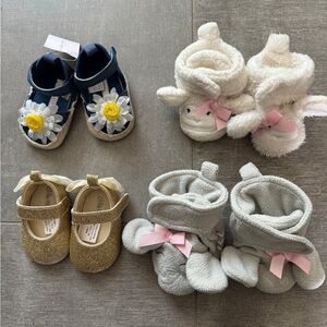Lot of 4 pairs baby girl shoes NWT and gently worn Laura Ashley Target